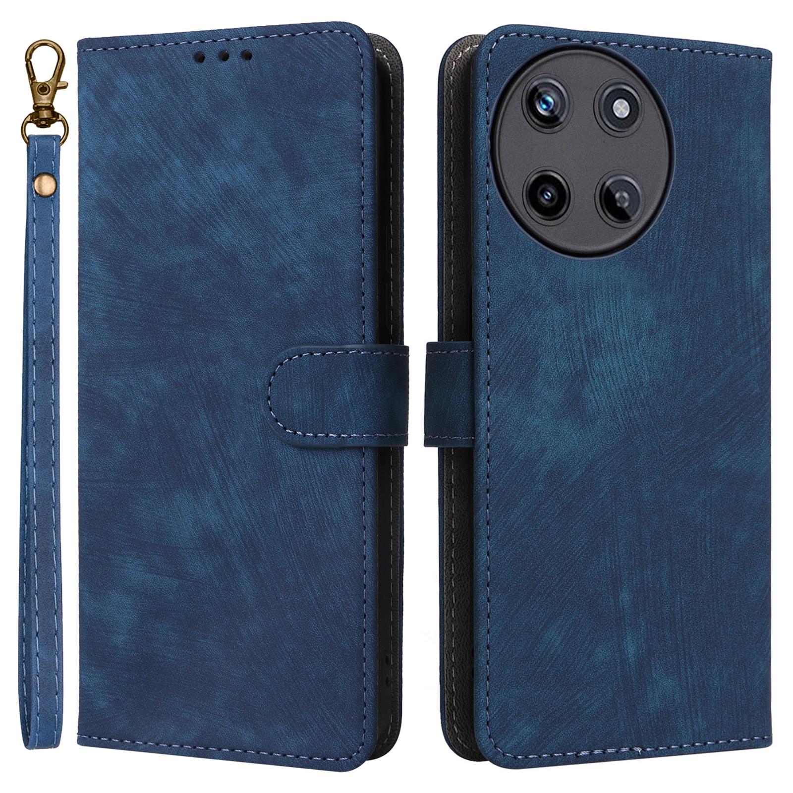 

For Realme 11 4G (159.9x73.3x7.95mm) RFID Blocking Phone Case PU Leather Magnetic Flip Folio Cover Blue