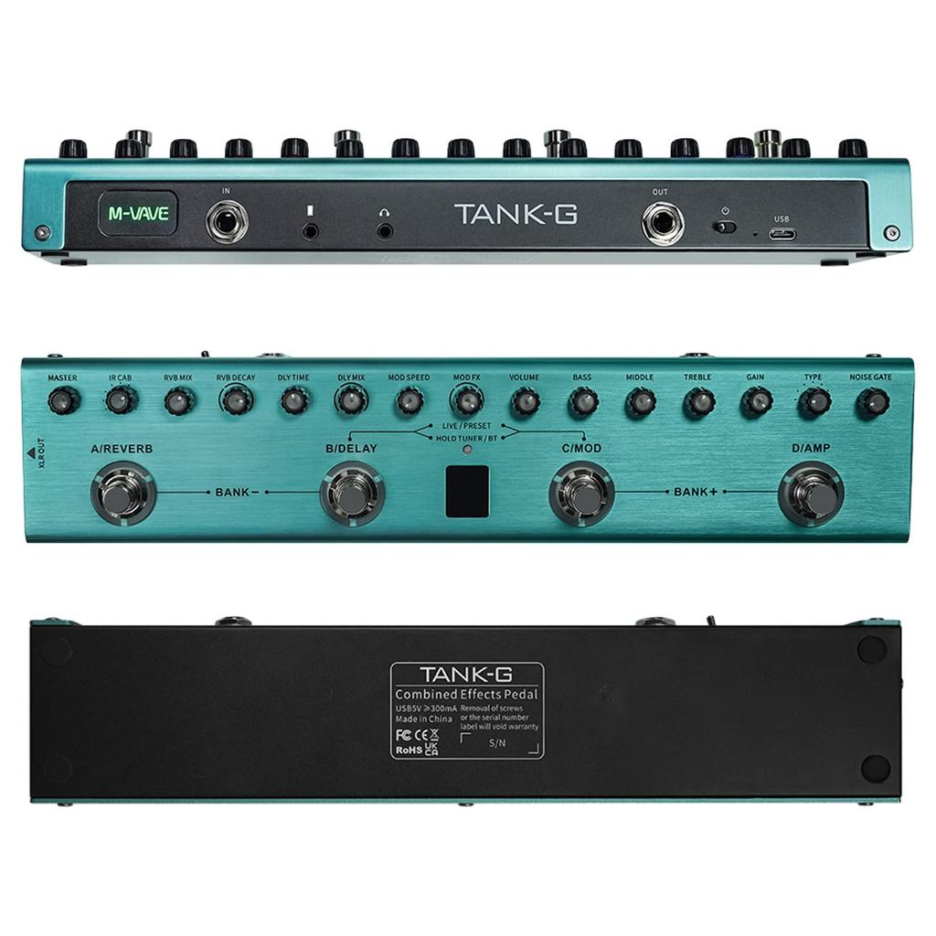 Xtahdge Guitar Multi-Effect Pedal 3-Band Equalizer XLR Balanced Output 3 Delays 3 Reverbs Bluetooth Type-C Rechargeable
