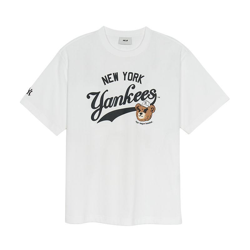

New MLB New York Yankees Scowling Bear Collection SS25 T Shirt Unisex Standard White 3ATSE0253-50WHS XL