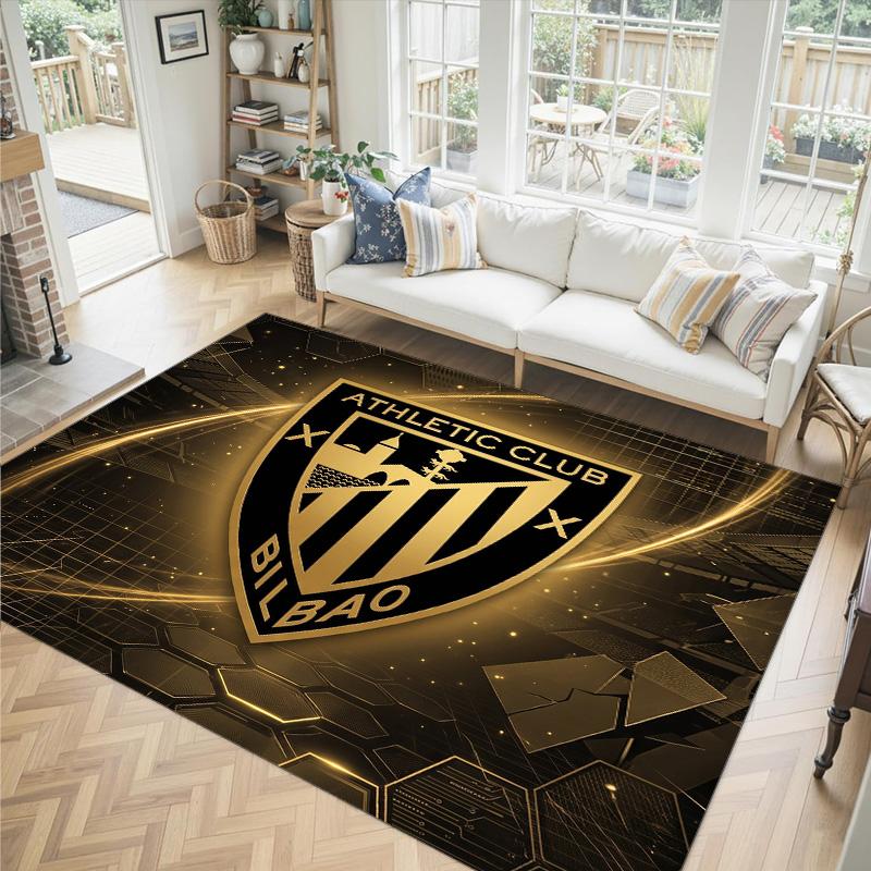 Athletic Bilbao Football Design Crystal Velvet Carpet Cozy Non?Slip Printed Rug For Bedroom Living Room Entrance