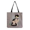 Women Vintage Linen Tote Bag - Large Capacity Cat Print Shoulder Handbag for Casual & Grocery Shopping KTB
