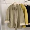 Womens Warm Fleece-Lined Stand Collar Cotton Coat Mid-Length Loose Fit Winter Outerwear