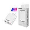 Universal Travel Charger: EU 3-USB + Type-C, US/UK Standard, 5V 2.4A