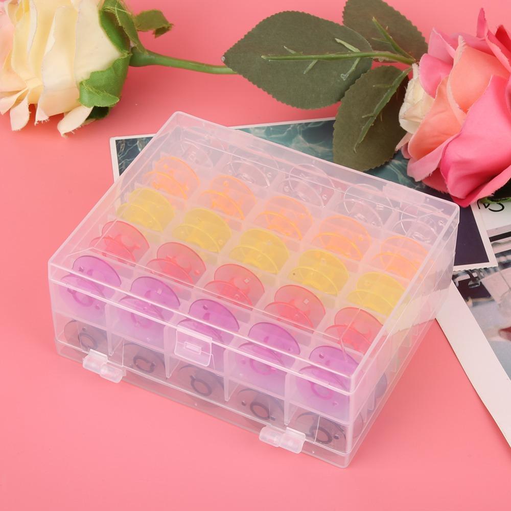 50Pcs Sewing Tool Plastic Sewing Bobbins Colorful 50pcs Sewing Spools Universal Bobbins Set Household