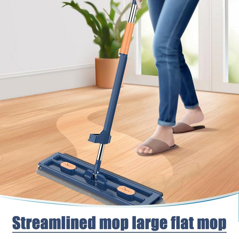 Plochý mop Plochý mop s nerezovou rukojetí Prachový mokrý suchý mop se 2 opakovaně použitelnými podložkami z mikrovlákna pro mokré a suché použití Keramický