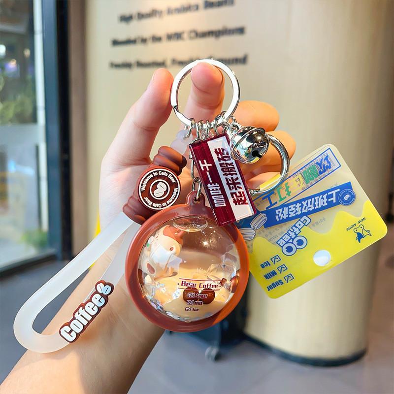 

Мультяшный Кот Очаровательный И Медведь Кофейный Брелок Акриловый Брелок Подарок Brown Oil Ball