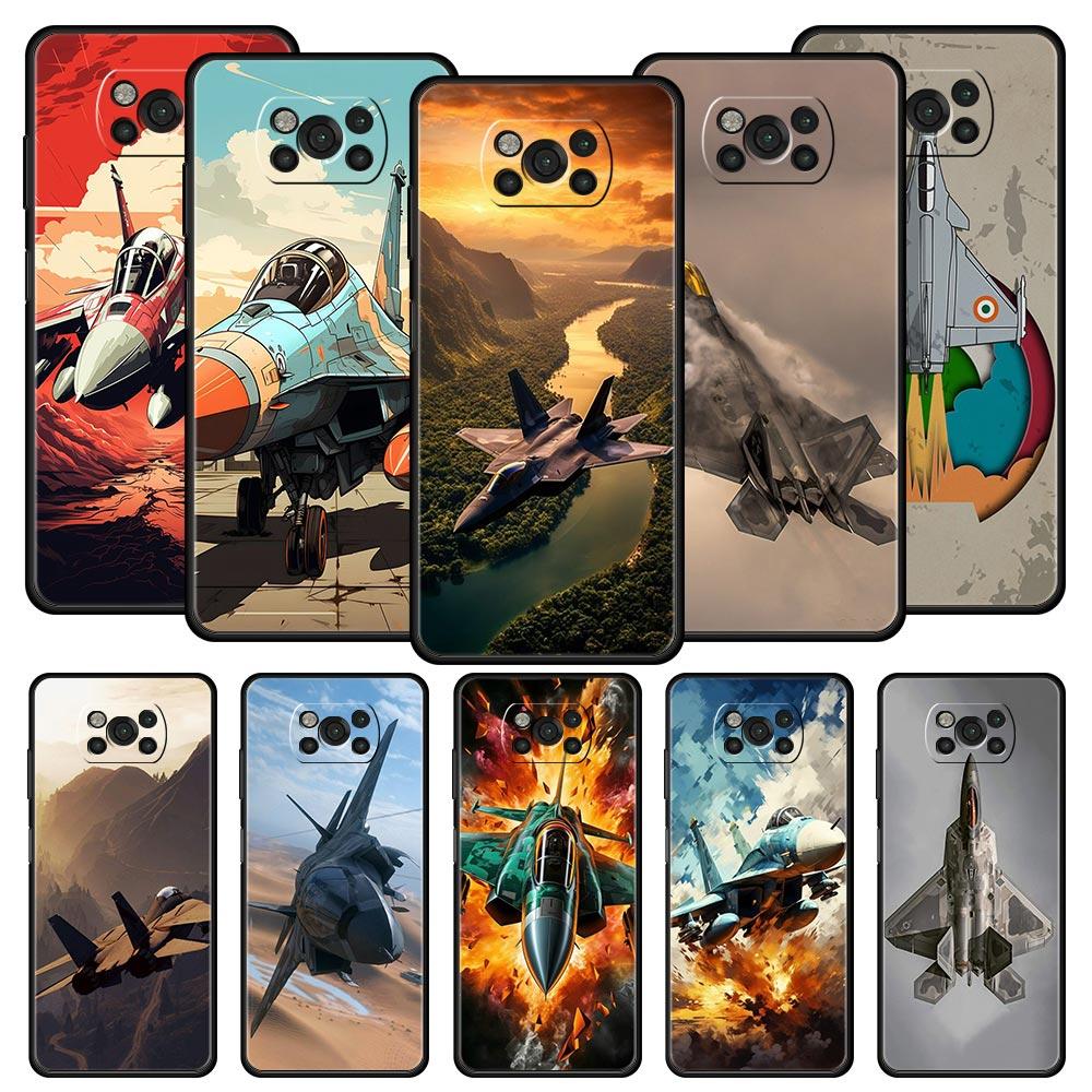 Fighter Planes Phone Case For For Xiaomi Poco X6 X5 Pro X4 X3 NFC F5 Pro F4 F3 GT M5 M4 Pro 5G M3 C51 C50 C55 Soft Cover