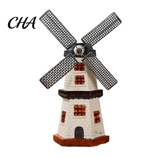 Metal Blade Windmill Model Dutch Ornaments, Mini Vintage Holland Statue, Resin Artwork, Country Style Desktop Decor Classic Model, Rustic Ornament for