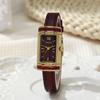 New Women Watch H Rectangular Dial Luxury Gift Wristwatch Fashion Leather Strap Lock Shaped Watch