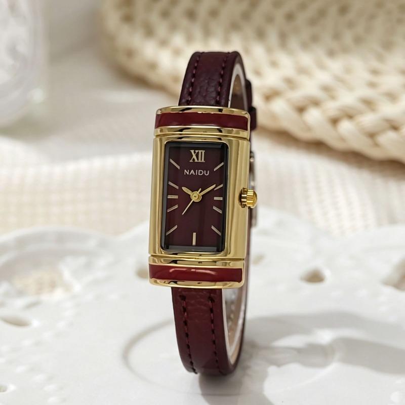 New Women Watch H Rectangular Dial Luxury Gift Wristwatch Fashion Leather Strap Lock Shaped Watch