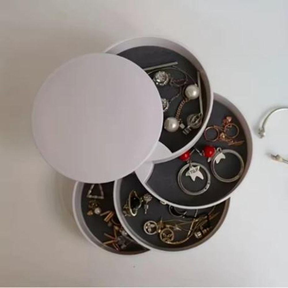 Dustproof Rotating Jewelry Organizer Velvet Lined Necklace Case Makeup Box  Birthday Gift