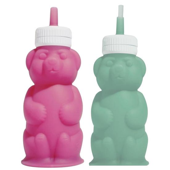Bear Sippy Cup with Markings Silicone Straw Cup for Babies 8oz Translucent Drinking Bottle for Milk & Juice Training