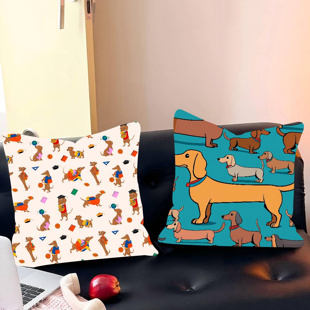 Söt Tecknad Tax Kuddfodral Avtagbart Tvättbart Kuddfodral – Mjukt Linne för Alla Årstider