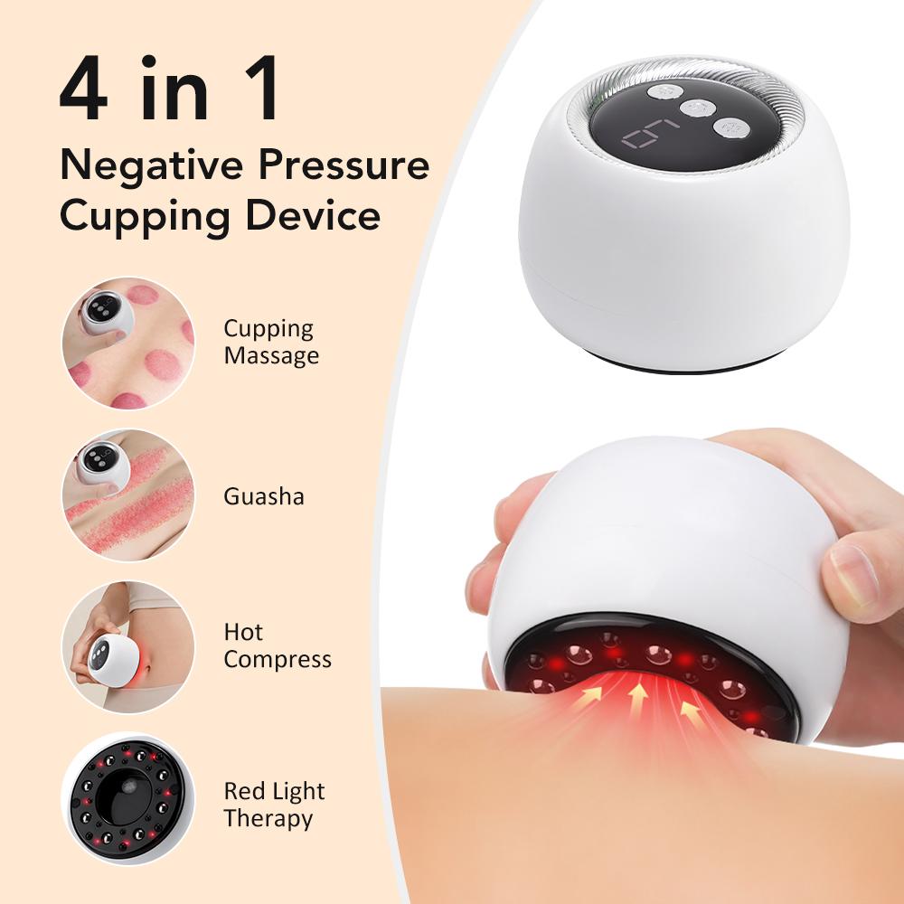 Electric Guasha Scraping Massage Cupping Body Back Massager Vacuum Cans Suction Cup Heating Fat Burner Anti-cellulite Massager
