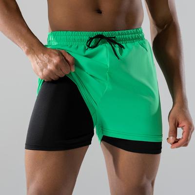 Men Swimming Shorts Double-layered Quick-drying Swim Trunks Drawstring Elastic Waist Surfing Hot Spring Bathing Shorts High Elasticity Beachwear