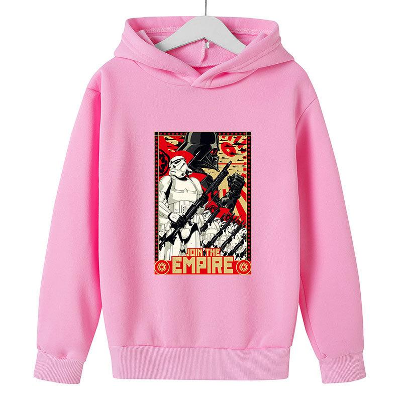 Autumn Winter Star Wars "Join The Empire" Graphic Hoodies Casual Warm Sports Long Sleeved Children's Boy and Girl Kids Unisex Hooded Sweatshirts