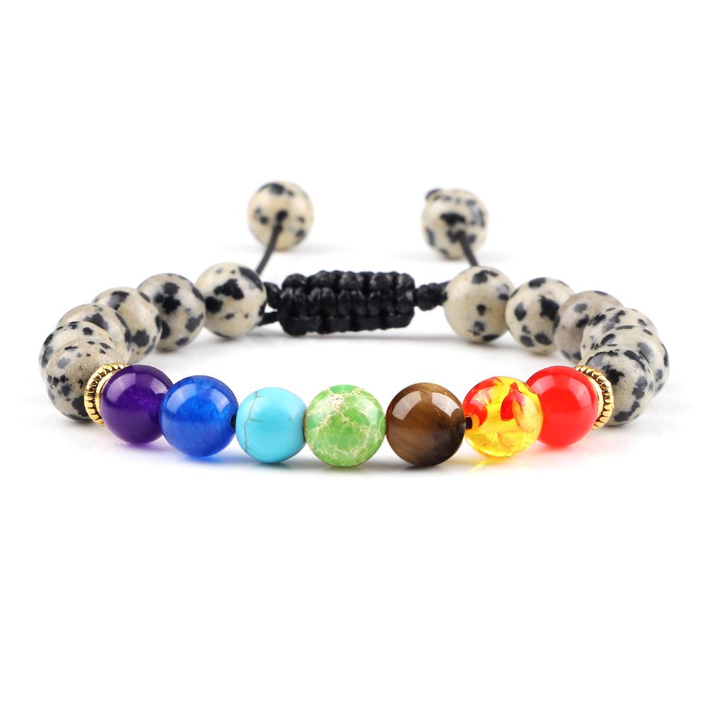 Siebenfarbiges Vulkanstein & Tigerauge Perlenarmband: Verstellbar Handgefertigt Herrenstil