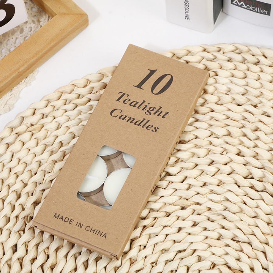 

10 ароматических чайных свечей в коробке из крафт-бумаги — идеально подходит для предложений руки и сердца, дней рождения и многого другого!