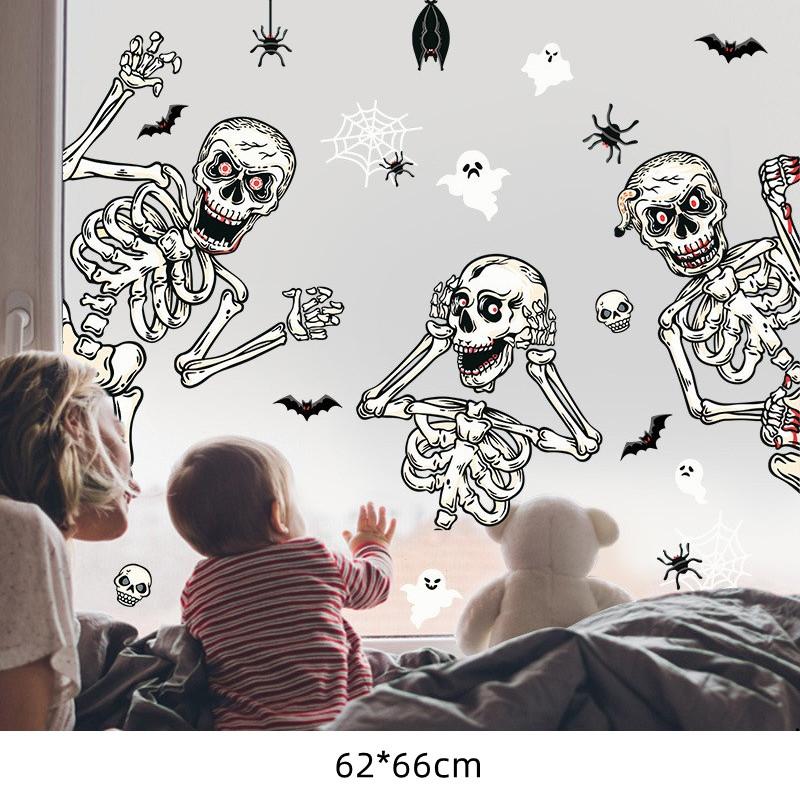 1 Pc Halloween Party Sticker  Ghost Spider Pumpkin Skeleton Sticker for DIY Decroate Window Static Electricity Sticker