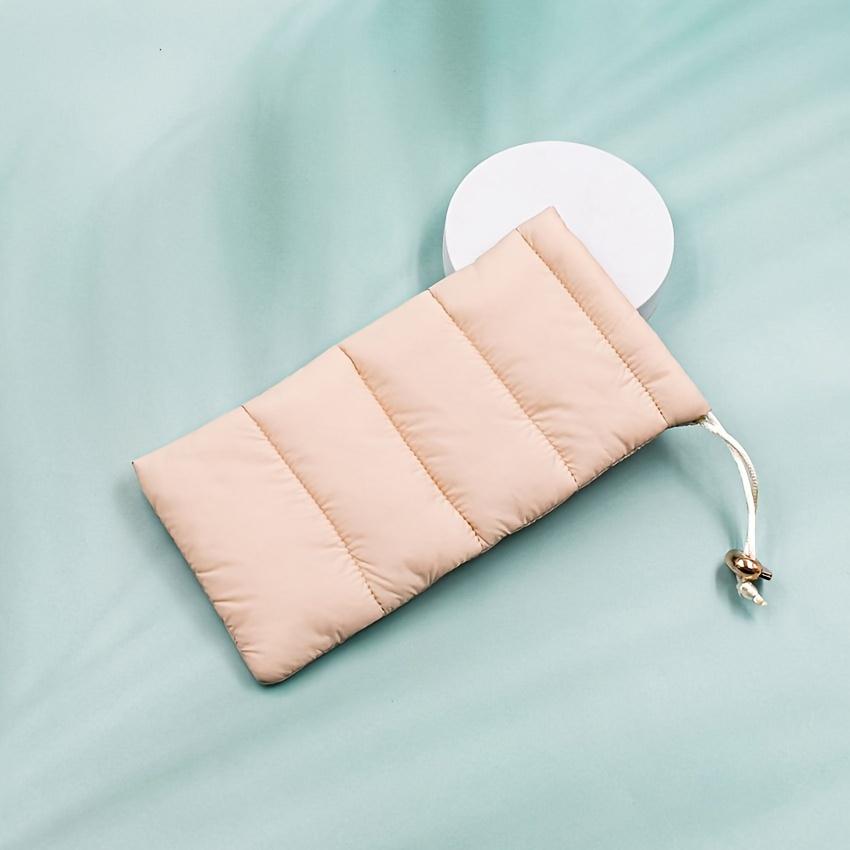 

1 шт. Стеганый чехол для очков с кулиской, Мягкий стеганый нейлоновый мешочек для хранения очков для стола, Защита для путешествий бежевый