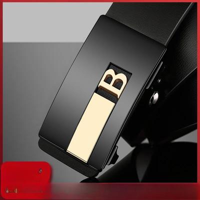 Men's Belt New Toothless Automatic Buckle Wear Genuine Leather Pure Cowhide Belt Casual Fashion Belt Men