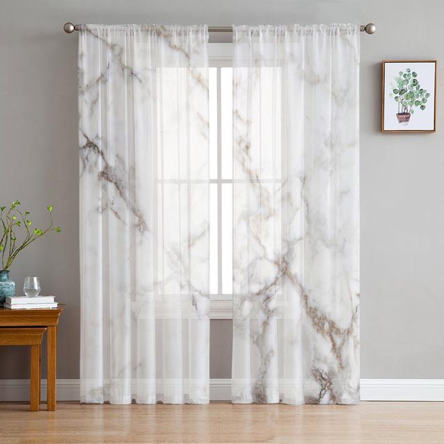 Abstract Marble Texture Modern Tulle Curtains For Living Room Bedroom Home Kitchen Window Sheer Curtains