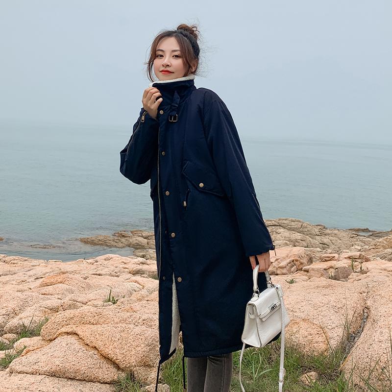 

Пальто из овечьей шерсти, женская средняя длинная зимняя свободная куртка из кашемира и хлопка, большая парка