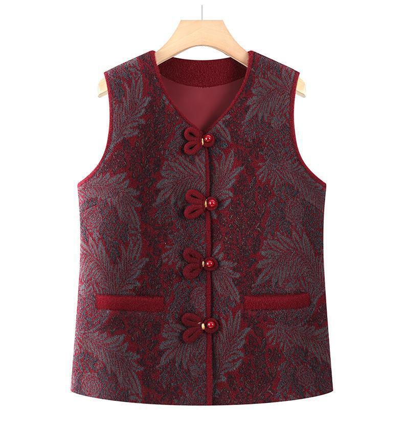 Plus Velvet Autumn/Winter Vest for Middle-Aged & Elderly Women - Button-Up, Grandma, Warm, Thicker Design