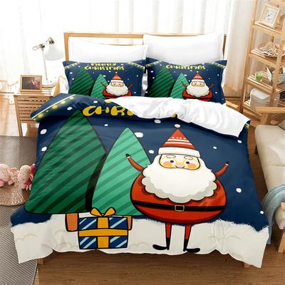 Cartoon Christmas Santa Claus Send Gifts Duvet Cover Digital Printing Christmas Tree Fashion Duvet Cover for Children Boys Girls