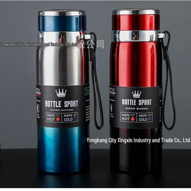 Large Capacity Stainless Steel Insulated Sports Water Bottle with Strap - Ideal for Climbing, Outdoor Activities, and Business Gifts