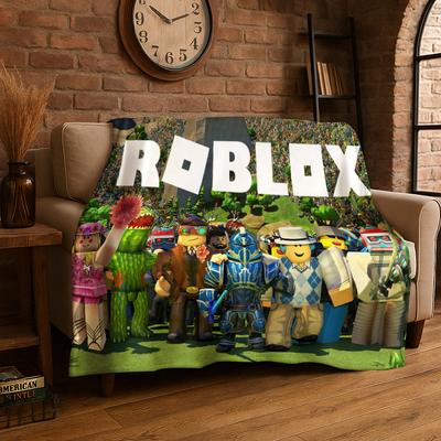 Cartoon R-Robloxs Game Gamer Flannel Blanket Soft Warm Throw Blanket for Bedroom Living Room Bed Travel Camping Picnic Gift