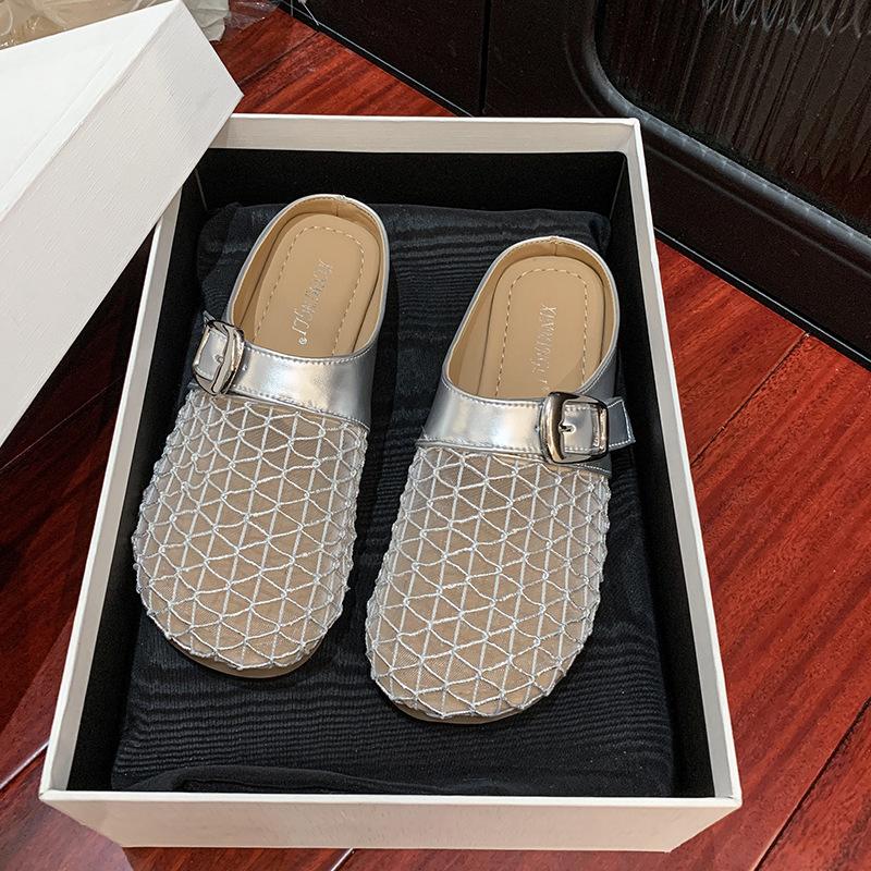 Soft-soled Women's Shoes Are Versatile with One Pedal 2025 Cool Slippers Baotou New Women's Lazy Summer Half Slippers