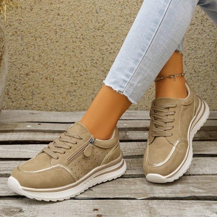 Plus Size Breathable Sports Shoes with Side Zipper - Autumn 2025 New Chunky Sole Comfort Running Shoes