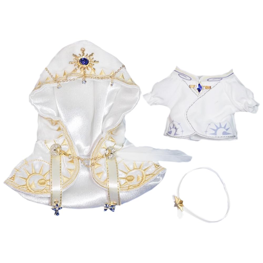 Niannyyhouse 10cm20cm Plush Clothes Robe Belt Magic Cloak Cotton Doll Dress-Up (White, 10cm)