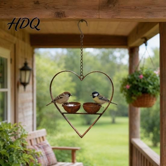 Community Space Bird Feeder Metal Heart Feeder Outdoor Hanging with Patio 2
