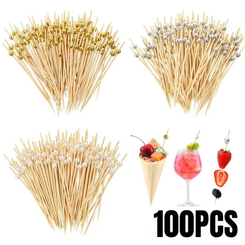 100pcs Versatile Bamboo Food Picks Disposable Dessert Sticks Toothpick Skewer  Cake Dessert