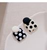 Korean Fashion Retro Cute Geometric Asymmetric Wave Dot Stud Earrings for Women's Trendy Contrast Color Pendant Earrings Gifts