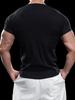 2024 Men's Semi-Tight Henley Fitness Shirt - Solid Color Striped Stretch Short Sleeve Athletic Top