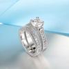 Elegantes Hochzeits-Verlobungs-Paarringe Set 925er Sterlingsilber Farbe Jubiläums-Accessoire Mit Voll Glänzendem Zirkonia-Stein