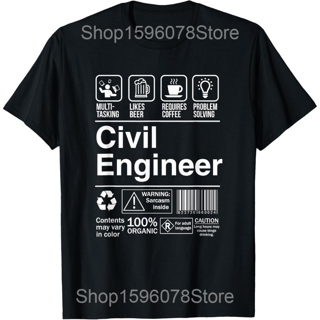 Funny Civil Engineer Engineering Gift Birthday Father T Shirts Humor Streetwear Tee Short Sleeve Unisex Loose Clothing
