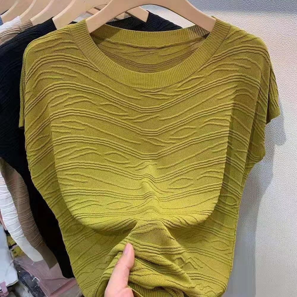 Tricoturi cu mâneci scurte Vară pentru femei Nou Top Slim Fit La modă Versatil Tricou Femei