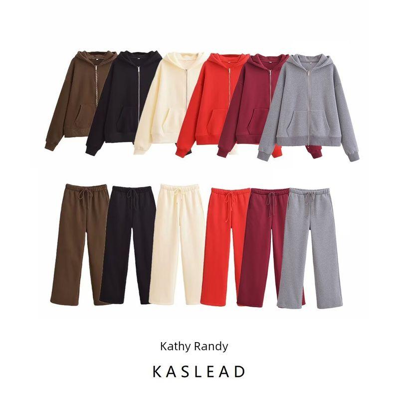 Kaslead New Arrival Women's Clothing Fashion Style Fashion Zipper Ornament Sweater Cotton Trousers 4174842 4174843