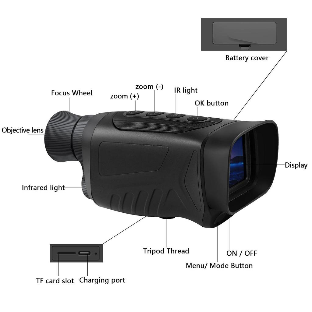 Portable HD Monocular: Night Vision Telescope for Birdwatching and Video Recording