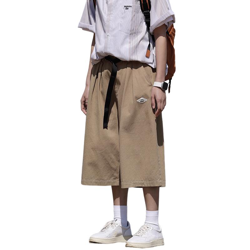 2026 Summer Shorts Fashion Retro Solid Color Casual Straight Leg Bag Medium Size Trousers Loose Wide Leg Shorts Men Plus Size