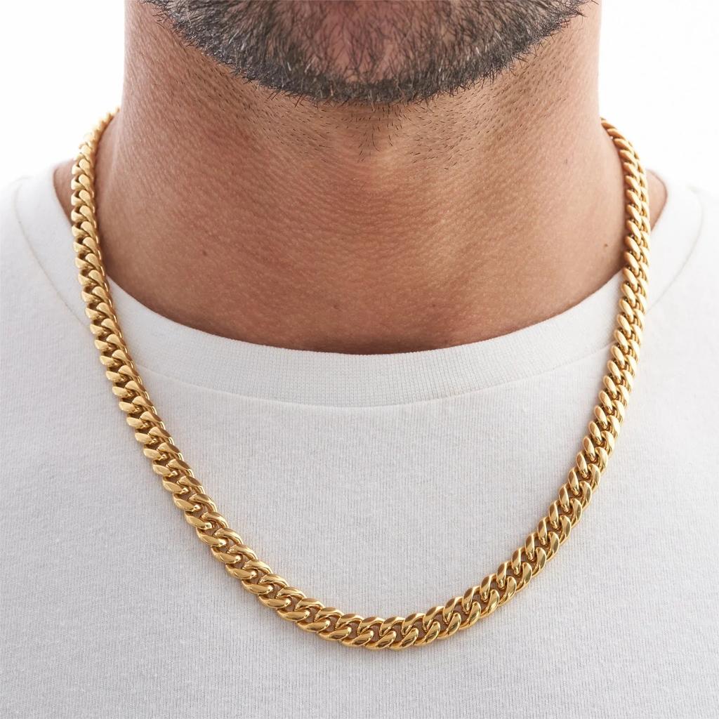 Stainless Steel Cuban Chain Necklace for Men Simple Gold Color Chain On The Neck Choker Jewelry Party Boy Gift HARRY