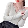 Autumn and Winter New Slim-fit V-neck Long-sleeved Knitted Sweater Autumn Foreign-style Sweater Women's Sweater