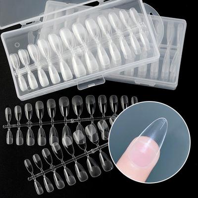 240pcs Press On Nails Coffin Nail Tips Clear Full Cover Fake Acrylic UV Gel Nails Extension System Oval Almond Sculpted False Nail Tips