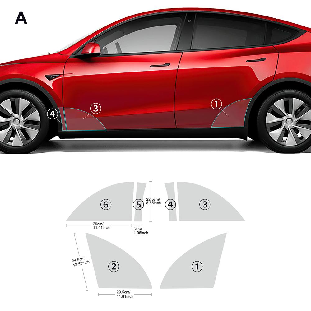 for Tesla Model Y     2024 Car Door Triangle Protective Film PPF TPU Transparent Refit Sticker 8.5mil Film With tools