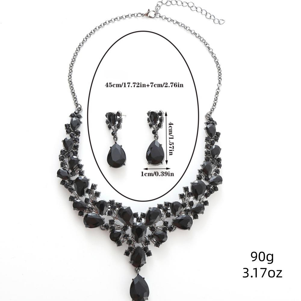 European and American cross-border Amazon bridal rhinestone necklace earrings set luxury fashion women's party and banquet accessories
