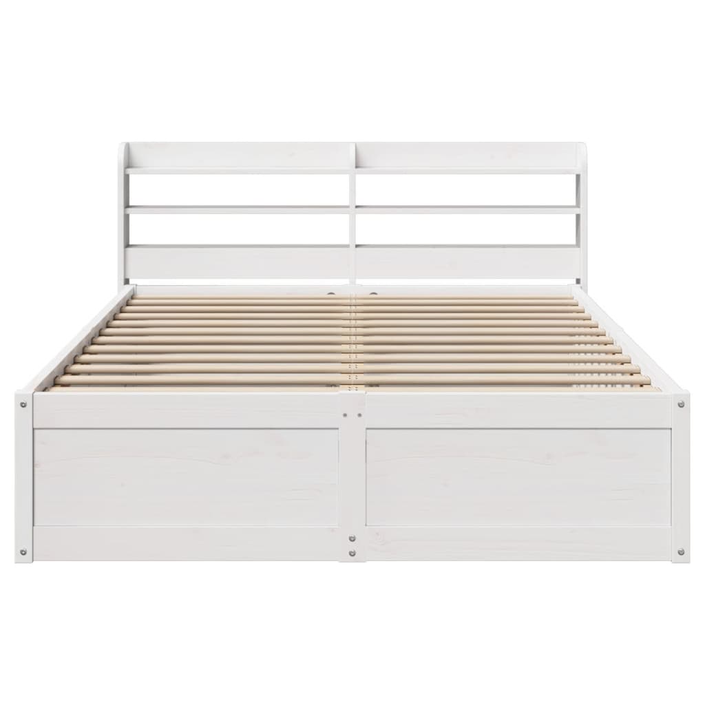 Solid Wood Bed with Headboard White 140x190 cm Pine